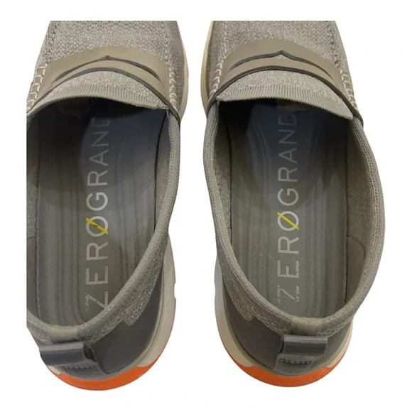 Cole Haan 4.ZEROGRAND Stitchlite Grey Knit Leather Penny Loafer Men\'s Size 10.5 Cole Haan 4.ZeroGrand Stitchlite Penny Loafers Silver Gray  main image 4